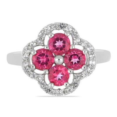 BUY STERLING SILVER NATURAL PINK TOPAZ MULTI GEMSTONE RING